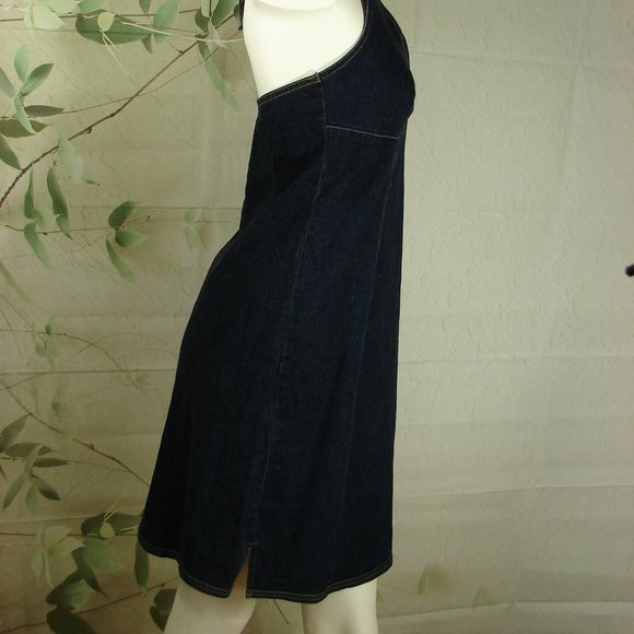 Like New Gas Co Stretch Denim Halter Dress Dark Wash Size 9 Summer Jean Dress - Picture 3 of 11